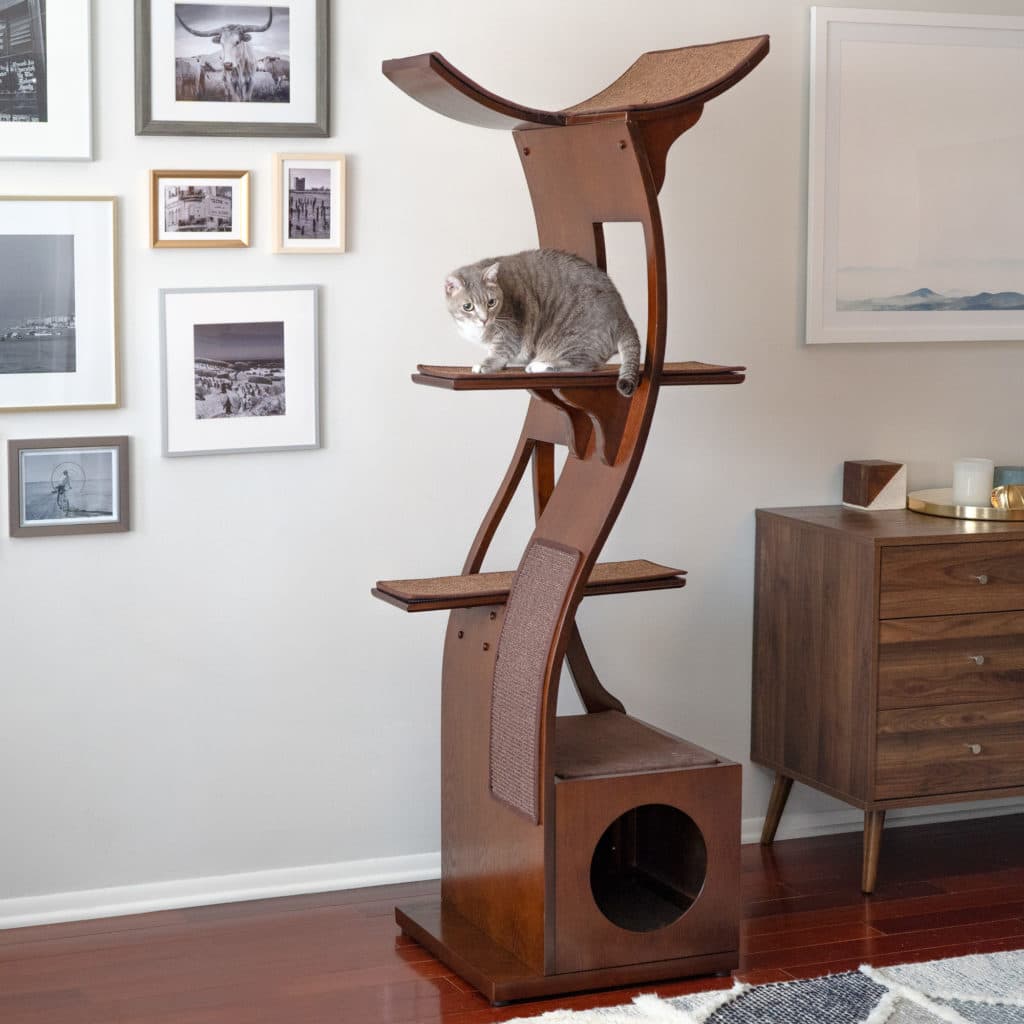 Lotus Cat Tower Mahogany