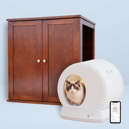 Self Cleaning Litter Box and Cabinet Bundle